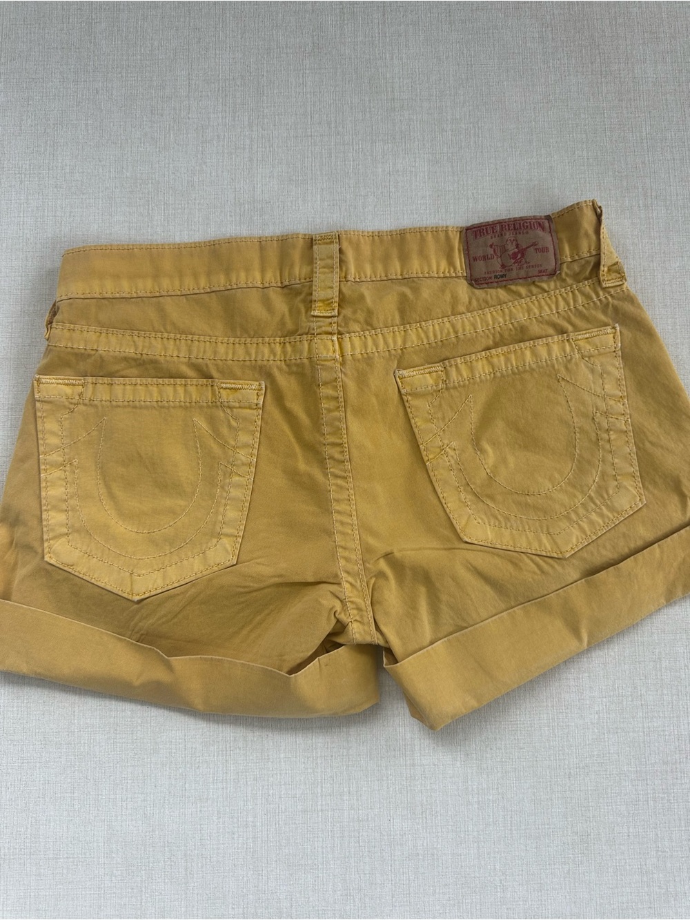 True Religion Women’s Mustard Yellow Cuffed Shorts